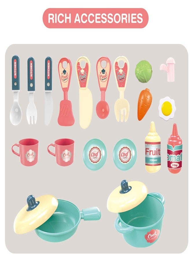 STOFFIER GARTEN Kitchen Play Set Toy for Kids Boys and Girls - Pink - Image 2